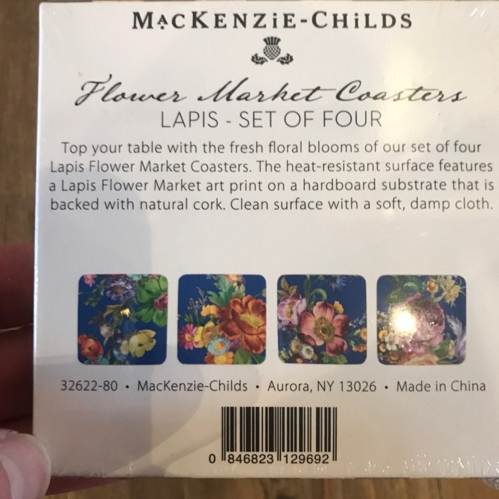 Mackenzie childs lapis cork back coaster